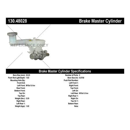 Centric Parts Premium Brake Master Cylinder, 130.48028 130.48028